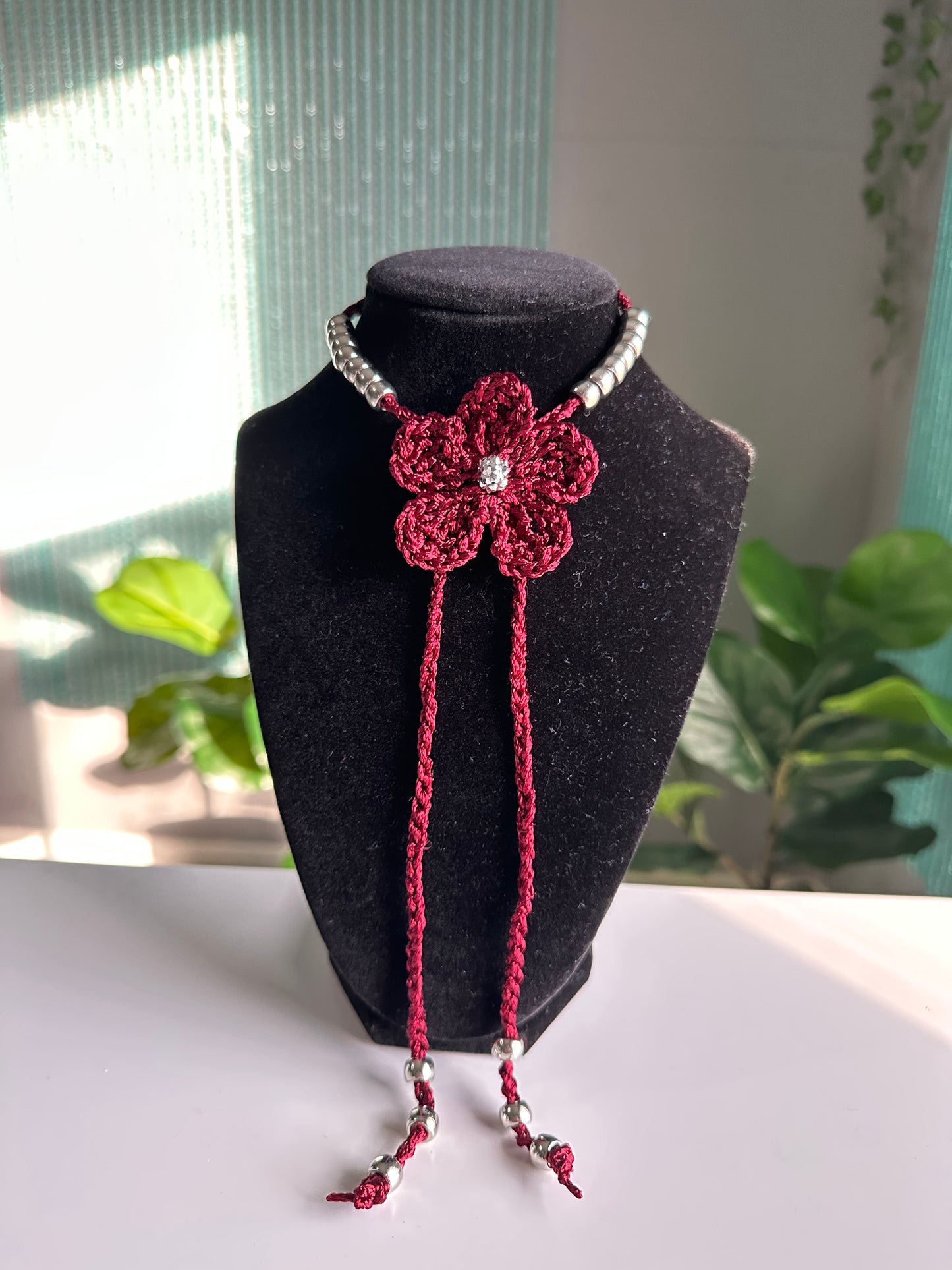 bolo tie - flower pendant