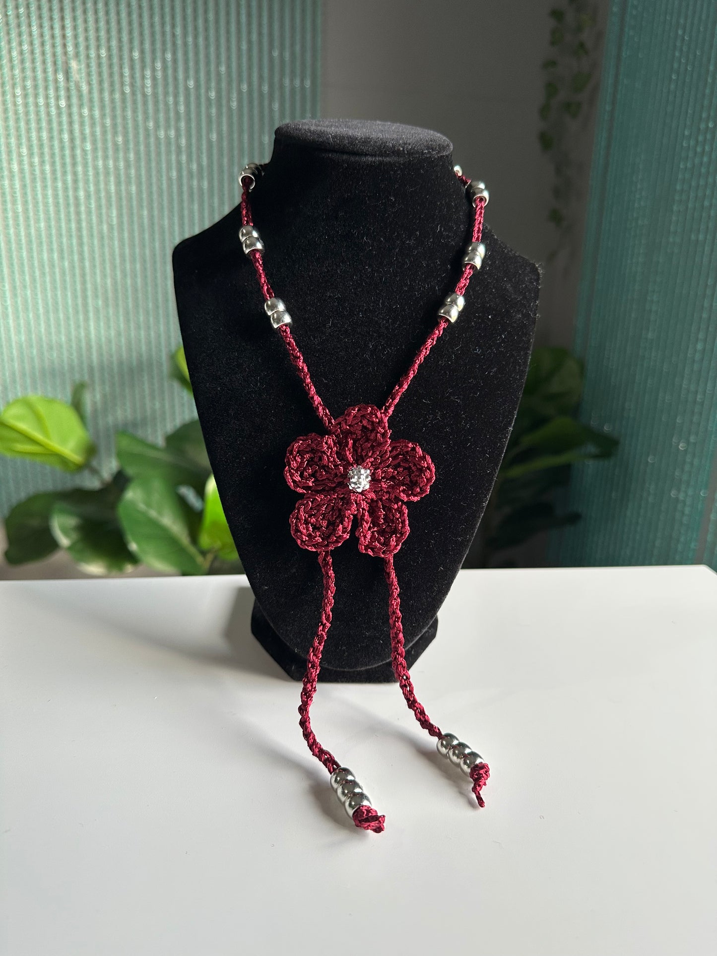 bolo tie - flower pendant
