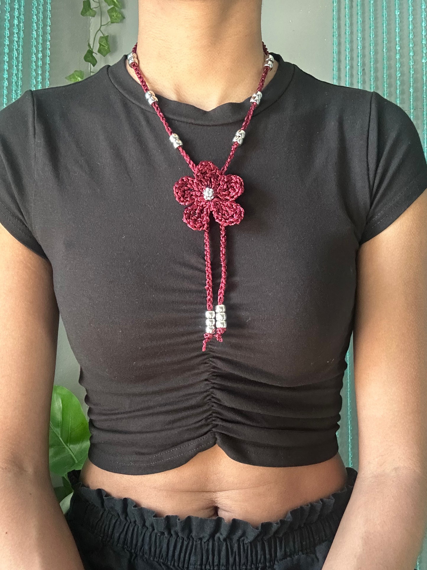 bolo tie - flower pendant
